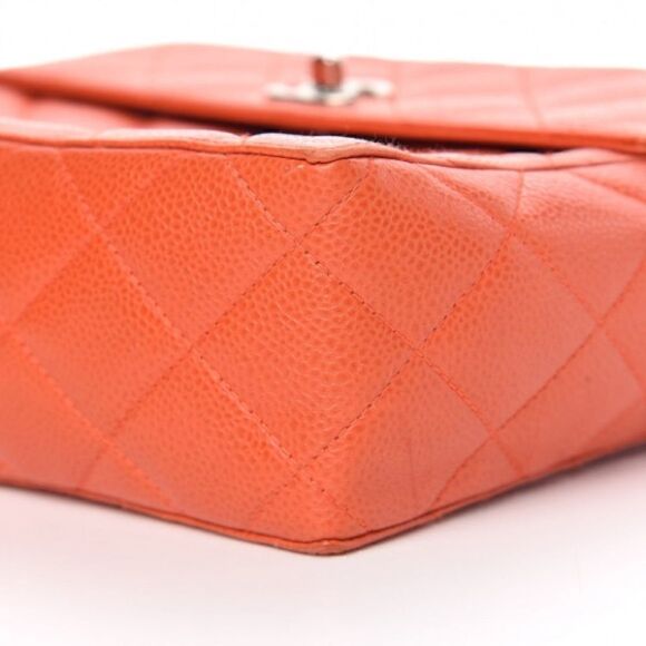 CHANEL Caviar Quilted Shoulder Bag Orange - Picture 13 of 14